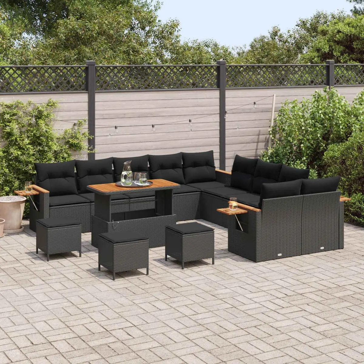 14-Piece Black Modular Sofa Set