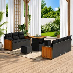 Specifications of 10-Piece Black Sofa Set for Outdoors