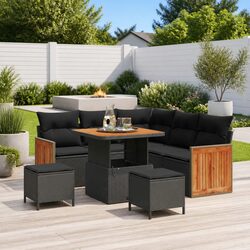 8-Piece Garden Sofa Set: Black Poly Rattan Furniture