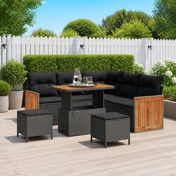 8-Piece Black Sofa Set: Poly Rattan and Steel Build