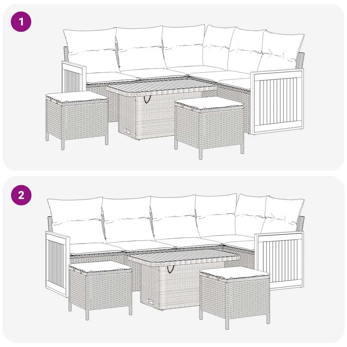 8 Piece Black Poly Rattan Steel Frame Outdoor Sofa Set for Patio and Garden Lounging