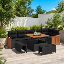 Specifications of 9-Piece Black Garden Sofa Set