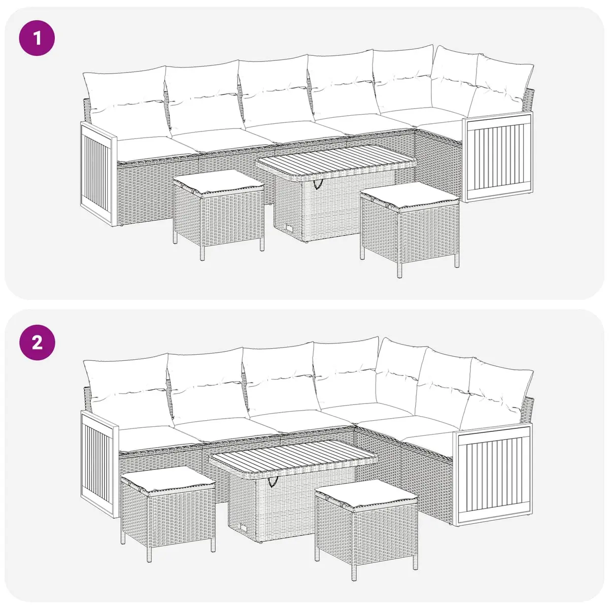 Garden Sofa Set 9 Pieces Outdoor Seating Black Poly Rattan Steel Frame Patio