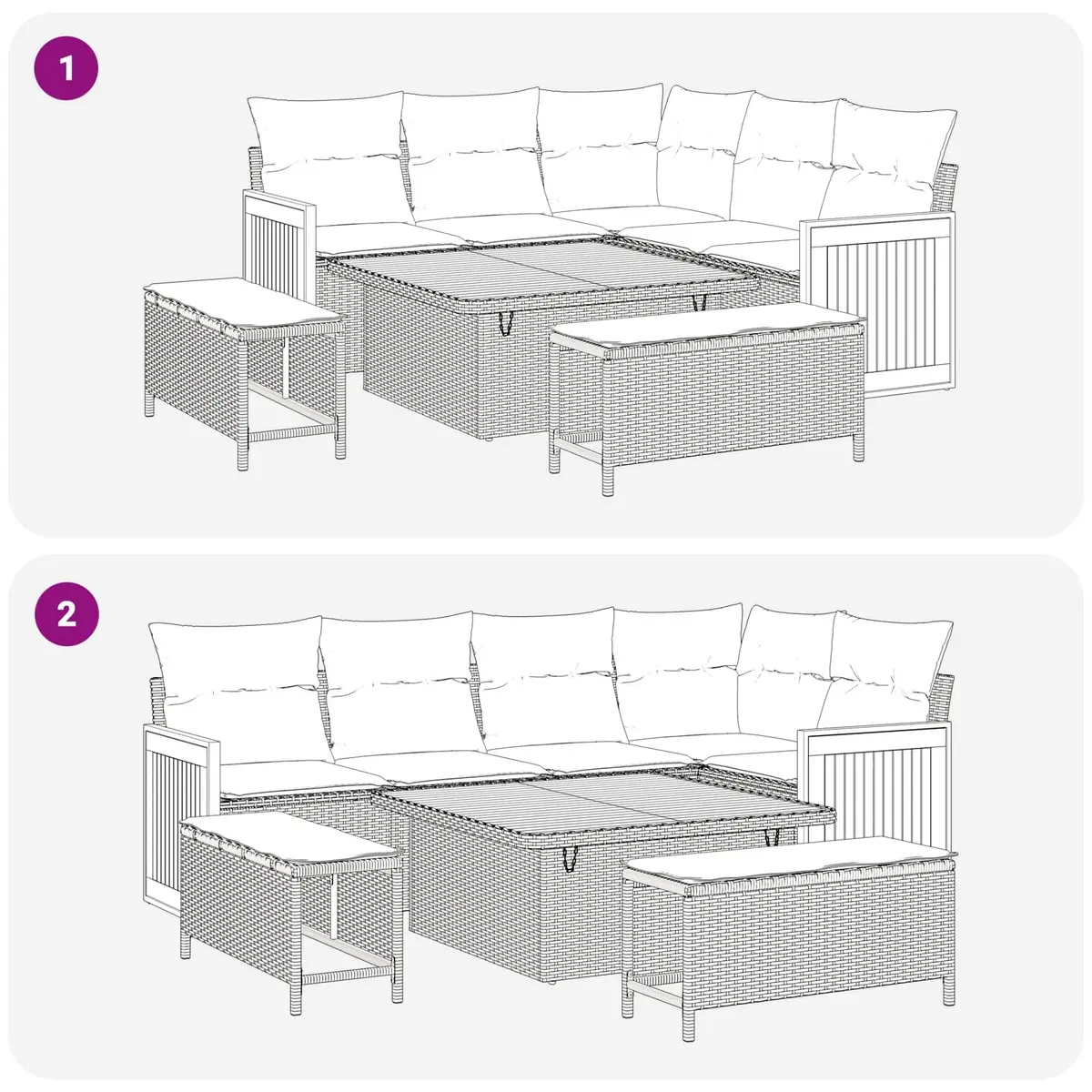 12-Piece Black Garden Sofa Set