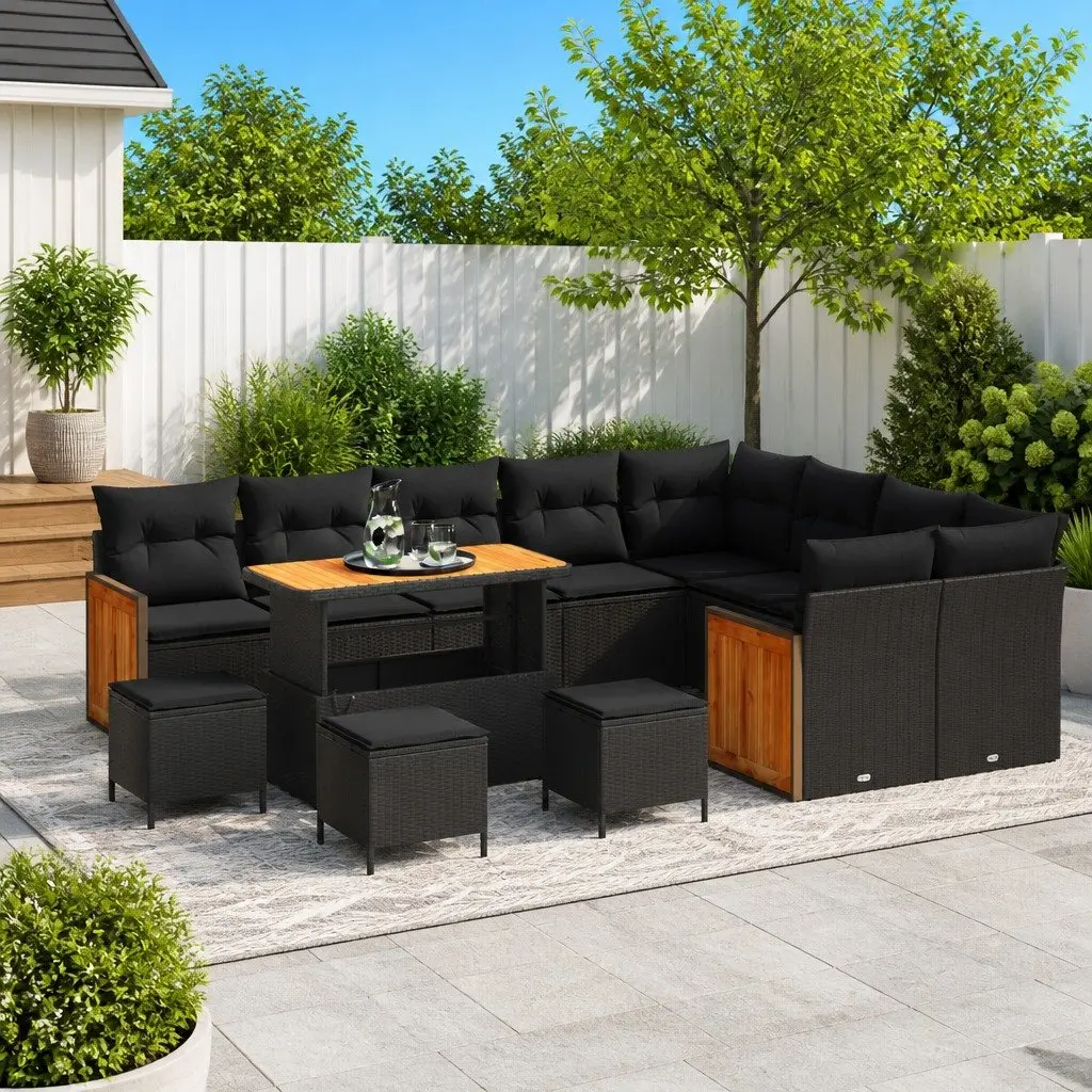 13-Piece Garden Sofa Set in Black