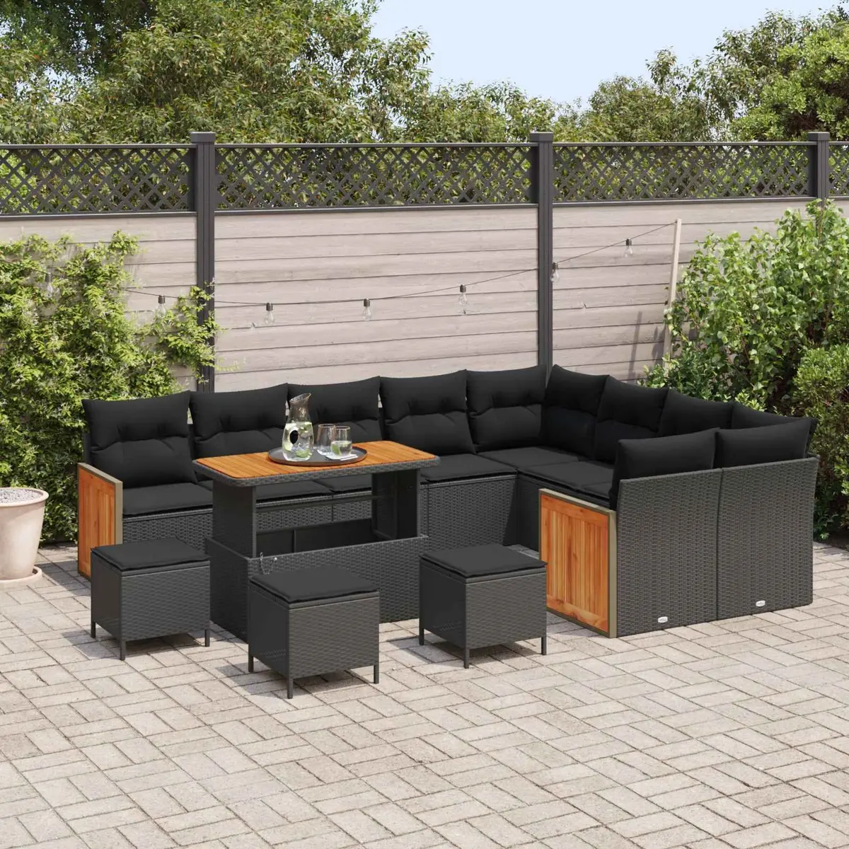 13-Piece Garden Sofa Set in Black