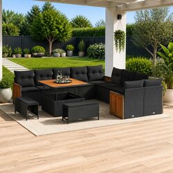 Technical Specs of Black 13-Piece Outdoor Sofa Set