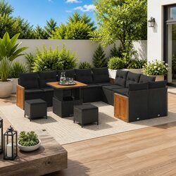 Specifications of 13-Piece Black Garden Sofa Set