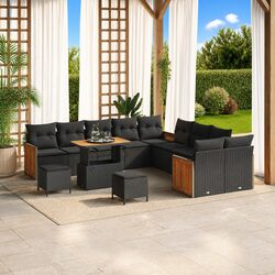 Outdoor Garden Sofa Set 13 pcs with Cushions Modern Black Patio Furniture