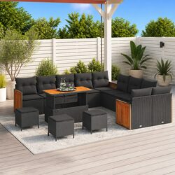 Specifications of the 14-Piece Black Poly Rattan Sofa Set