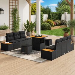 Specifications of 9-Piece Black Outdoor Garden Sofa Set