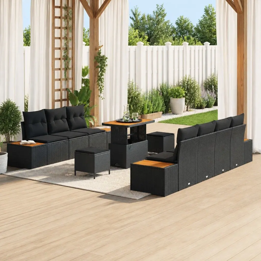 Outdoor Garden Sofa Set 10 Piece Modular Patio Furniture Black