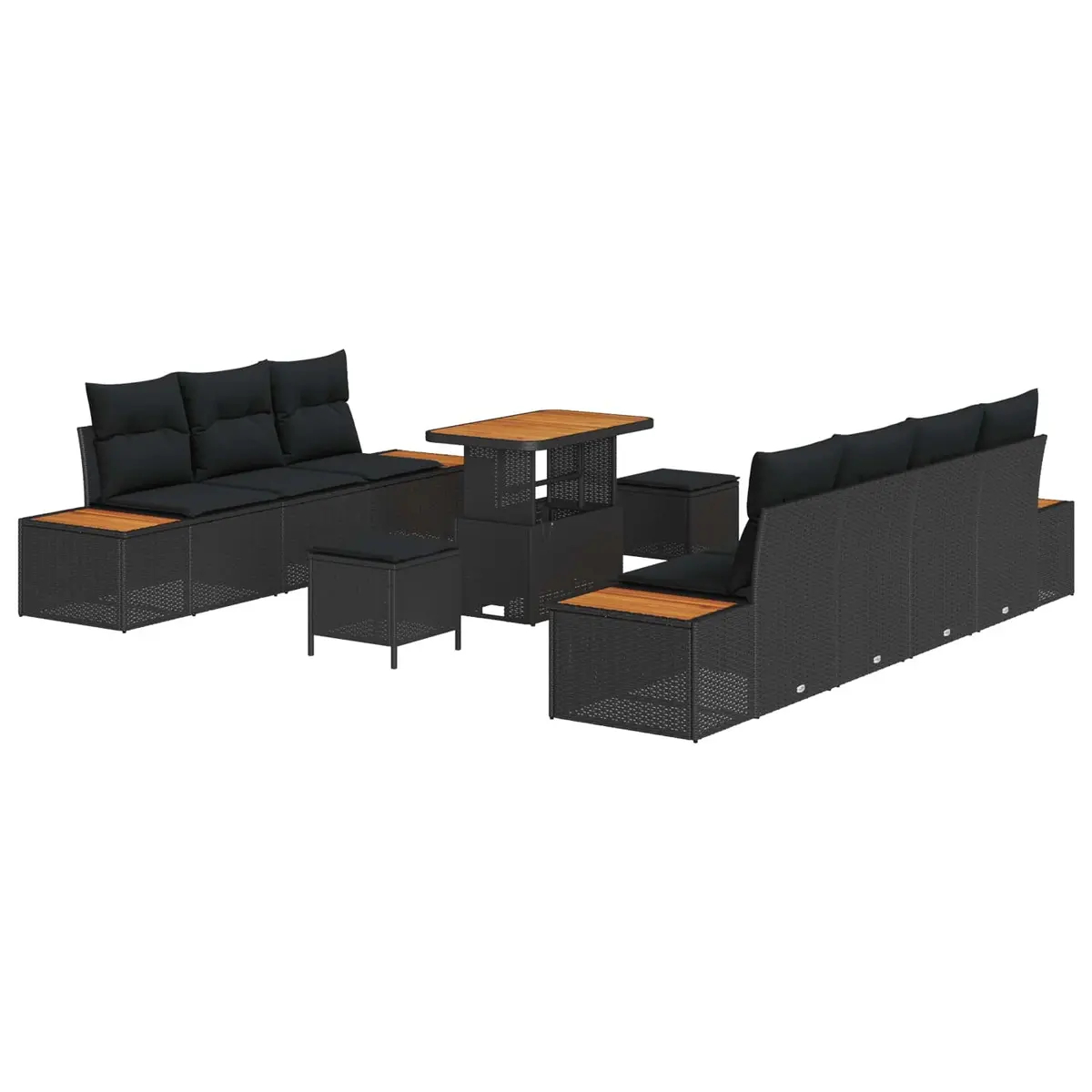 Outdoor Garden Sofa Set 10 Piece Modular Patio Furniture Black