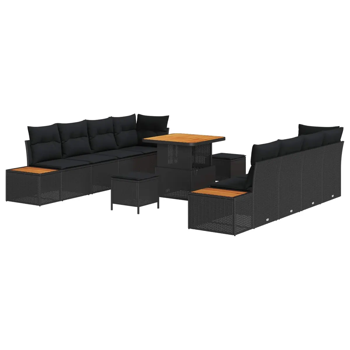 11-Piece Black Outdoor Garden Sofa Set
