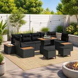 Specifications of 10-Piece Modular Black Outdoor Sofa Set