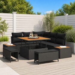 Outdoor Modular Patio Seating Set – 8 Pieces, Black