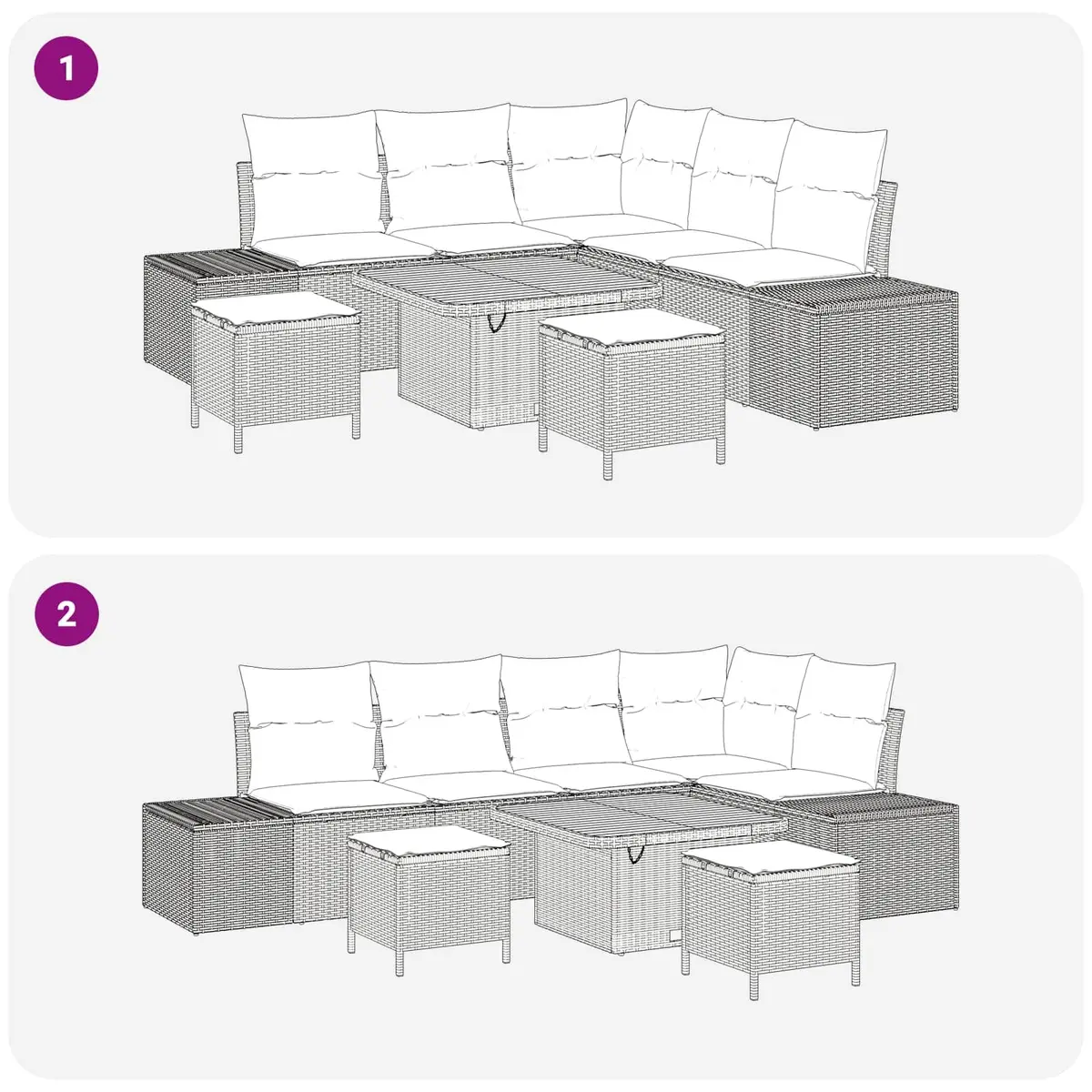 8-Piece Modular Outdoor Garden Sofa Set