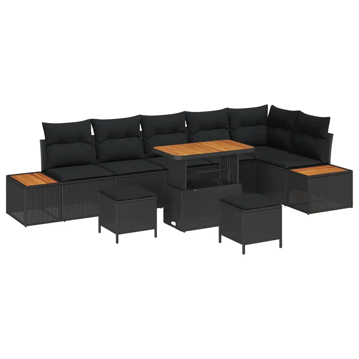 Garden Sofa Set Outdoor Seating 9 Piece Modular Black Patio Furniture