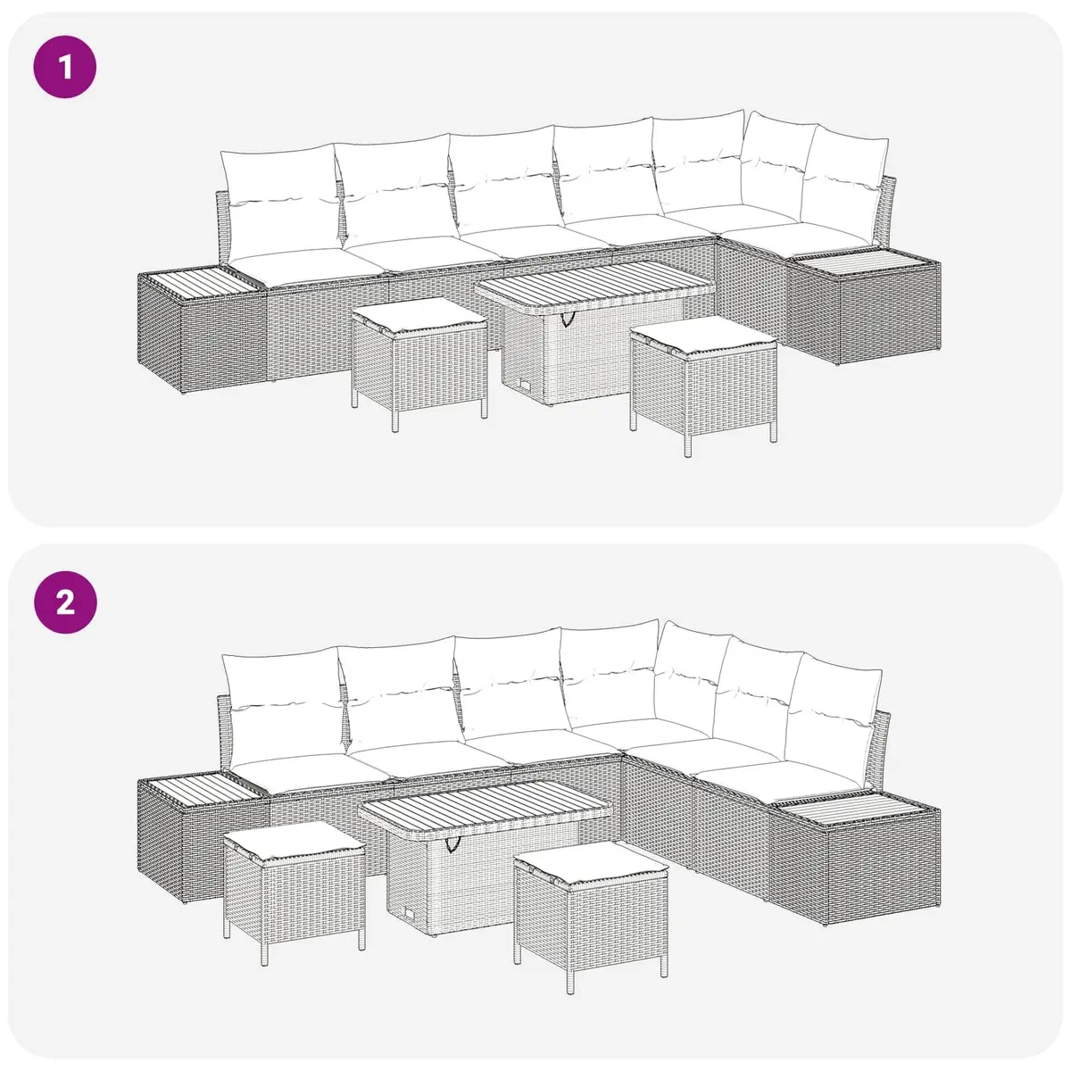 Garden Sofa Set Outdoor Seating 9 Piece Modular Black Patio Furniture