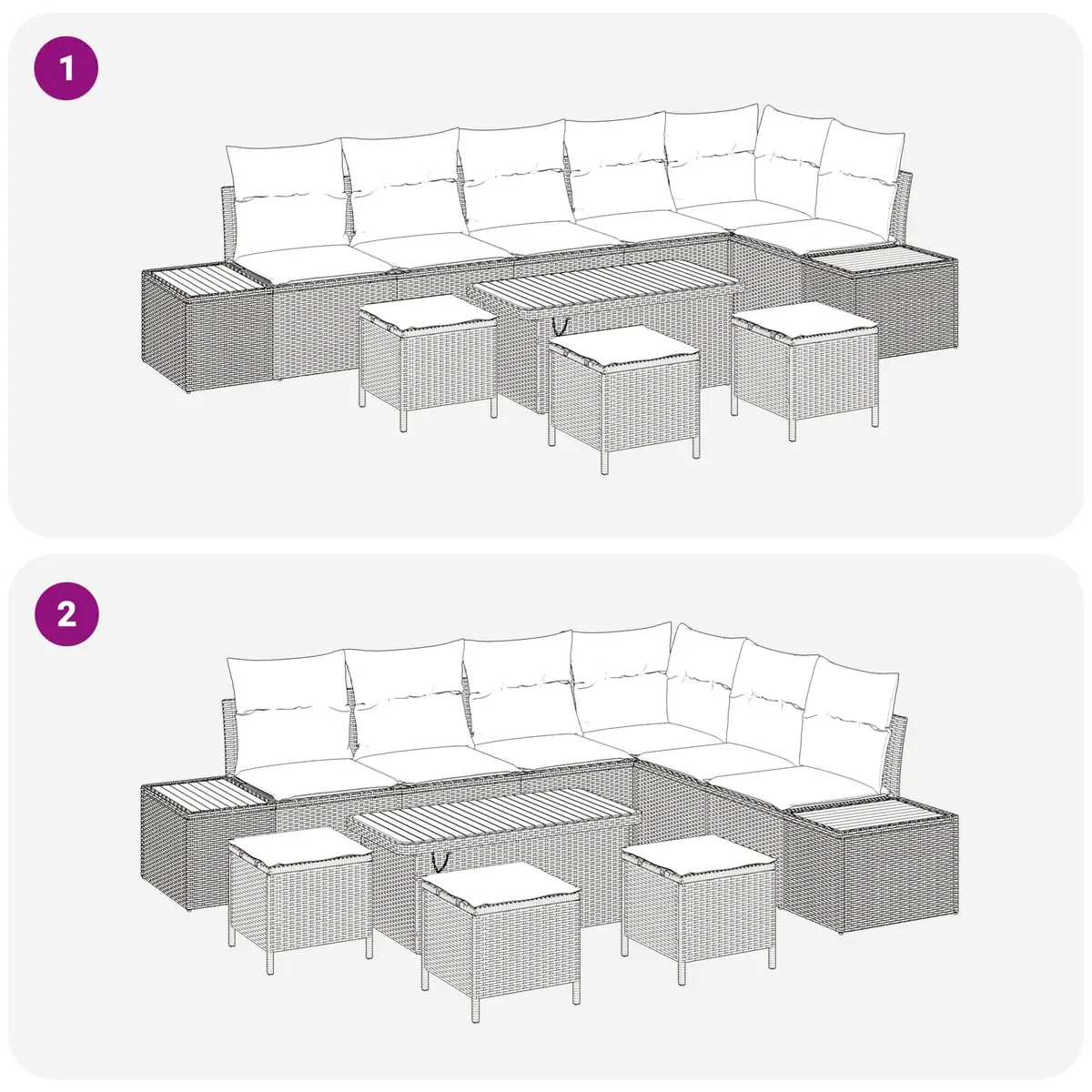 10 Piece Modular Garden Sofa Set