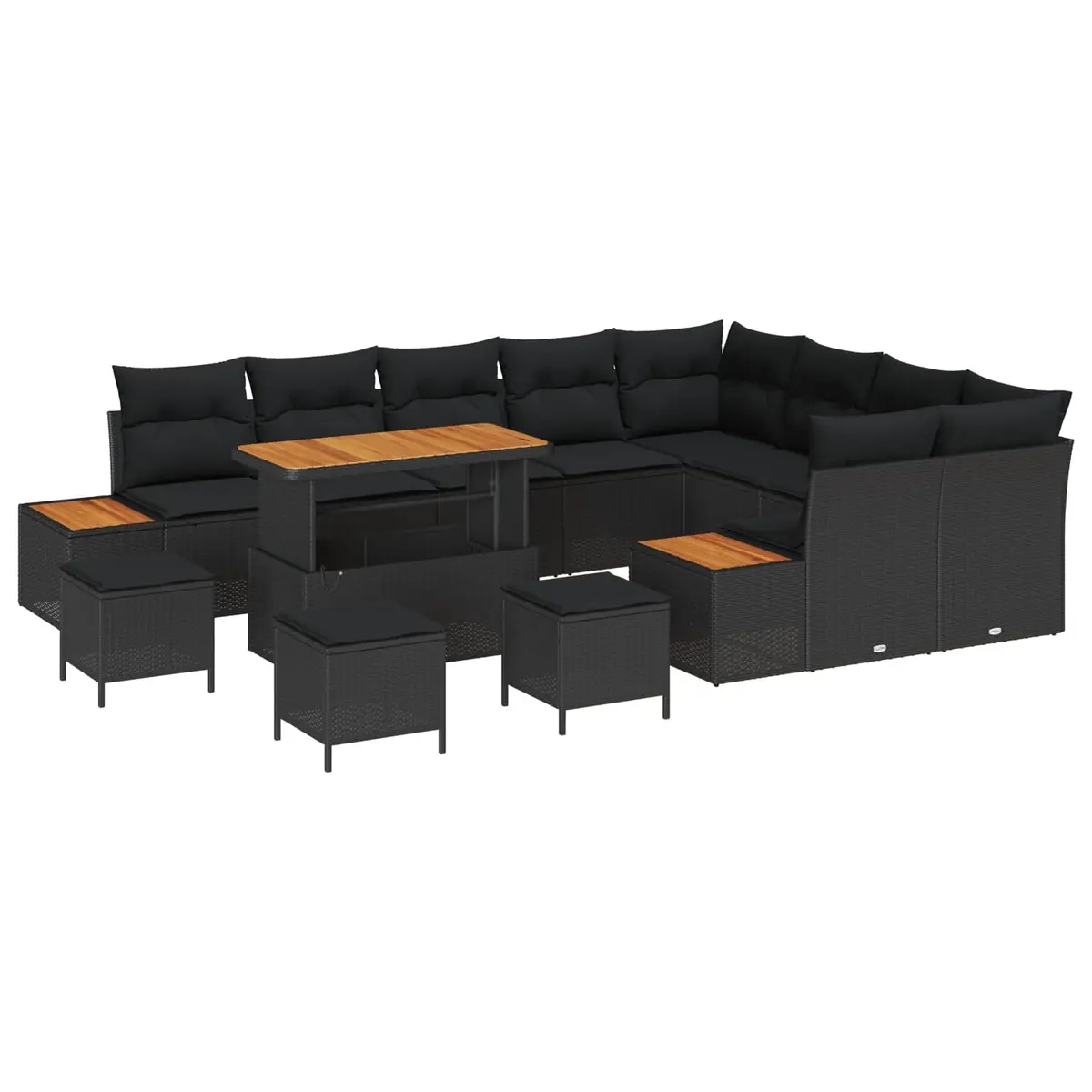 Outdoor Garden Sofa Set 13 Pieces Black Modular Patio Furniture