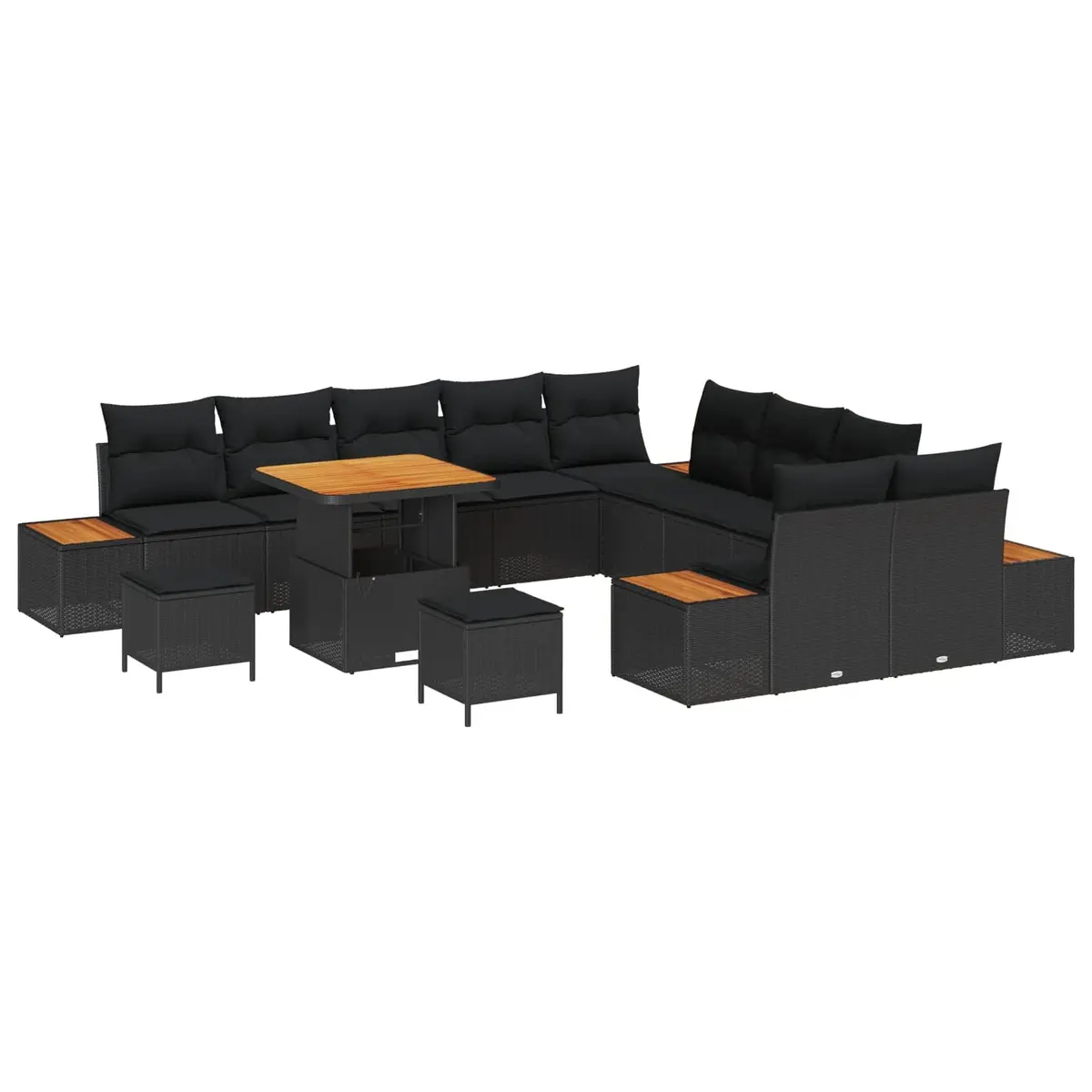 Outdoor Garden Sofa Set 13 Pieces Black Patio Furniture for Seating and Entertaining