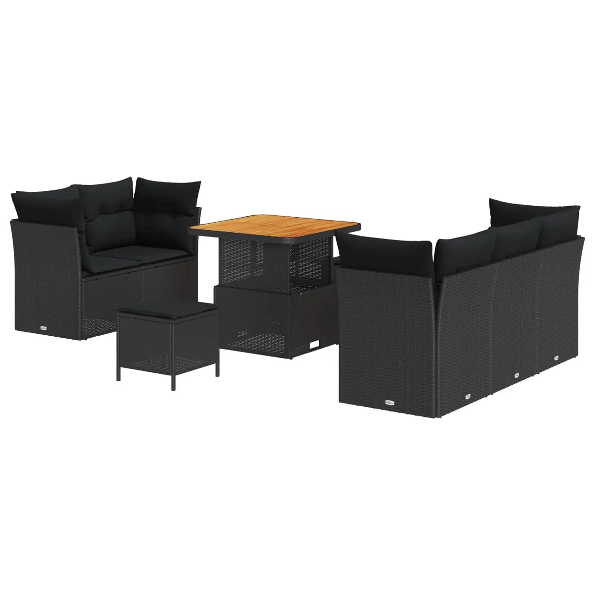 8-Piece Garden Sofa Set with Black Poly Rattan