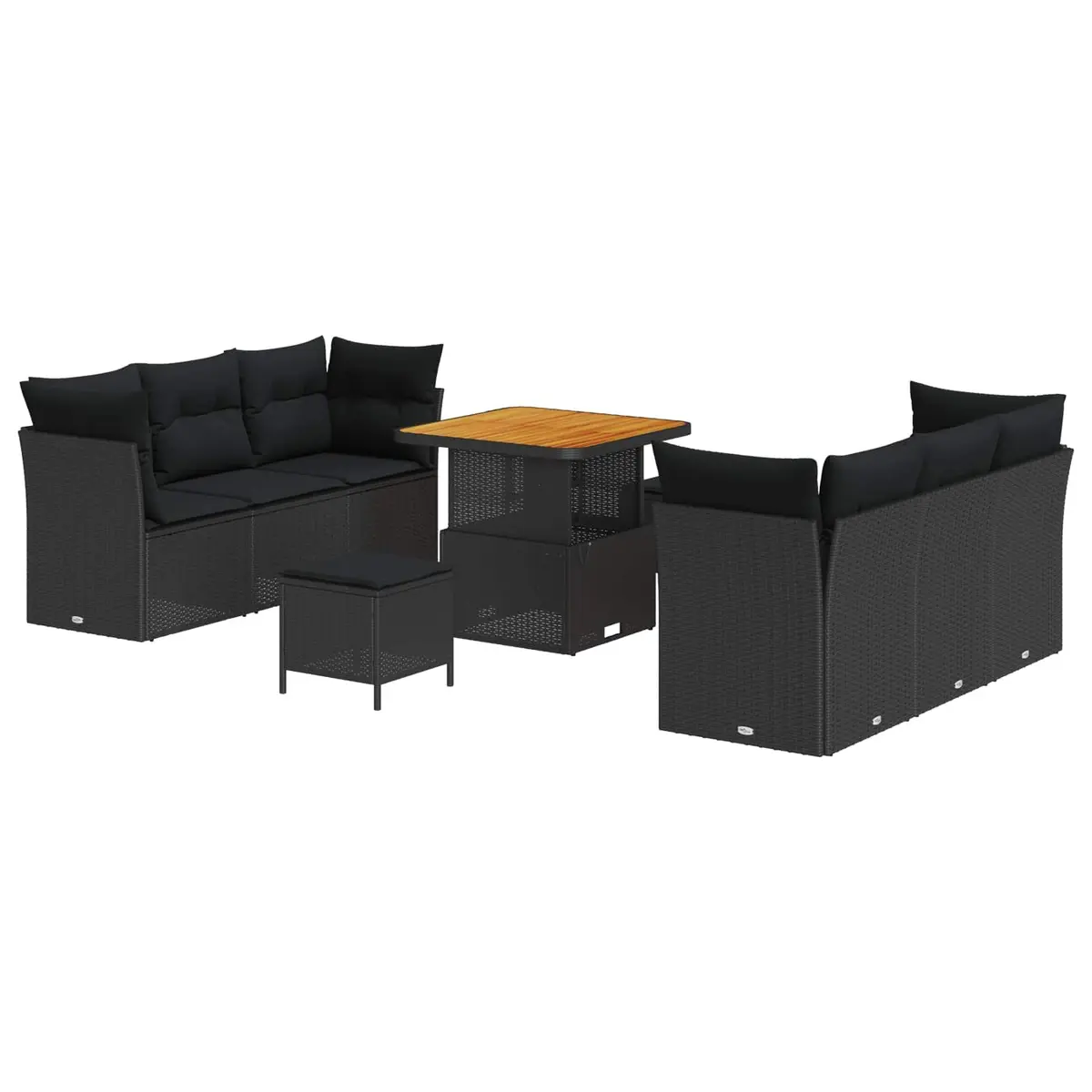 9-Piece Modular Garden Sofa Set in Black