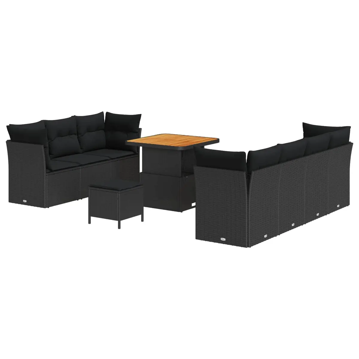 10 Piece Modular Outdoor Sofa Set with Storage Cushions for Patio Use Black