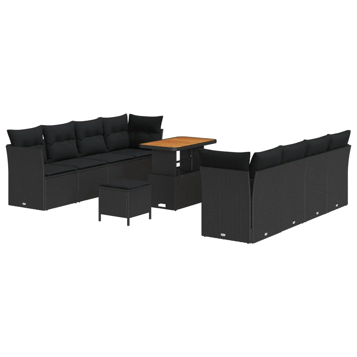Modular Garden Sofa Set for Outdoor Use 11 Piece Black Poly Rattan with Cushions