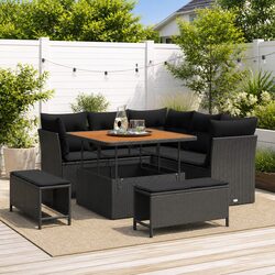 8-Piece Black Outdoor Sofa Set: Specs and Details
