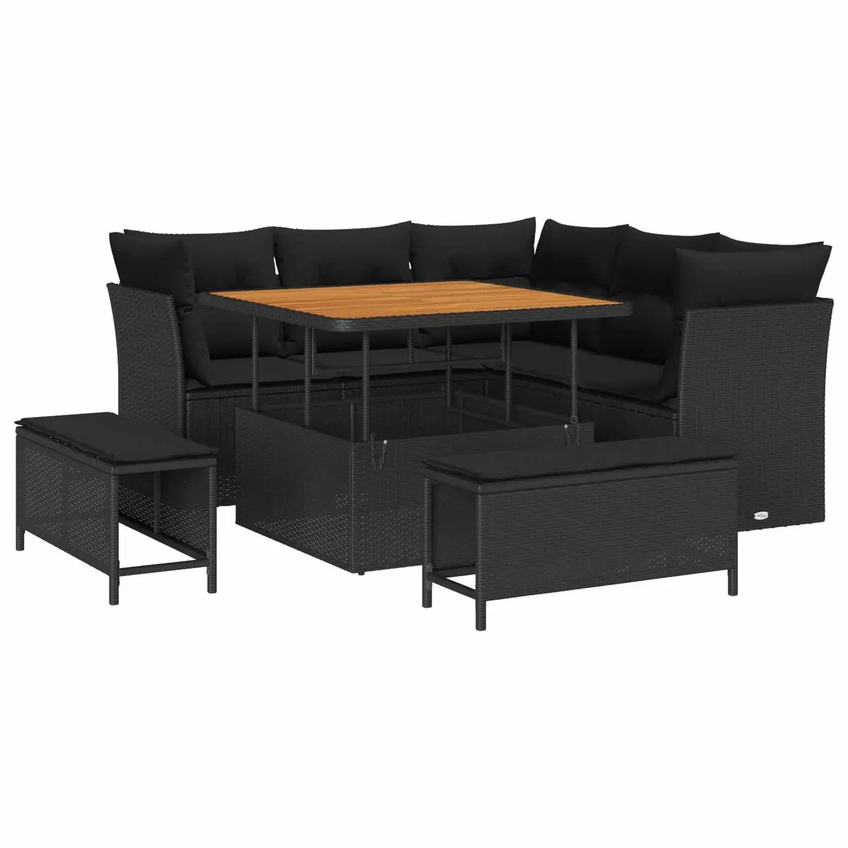 Garden Sofa Set 8 Pieces Black Outdoor Seating Modular Lounge Poly Rattan Steel