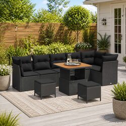 9 Piece Garden Sofa Set Outdoor Patio Lounger Furniture with Armrests Cushions