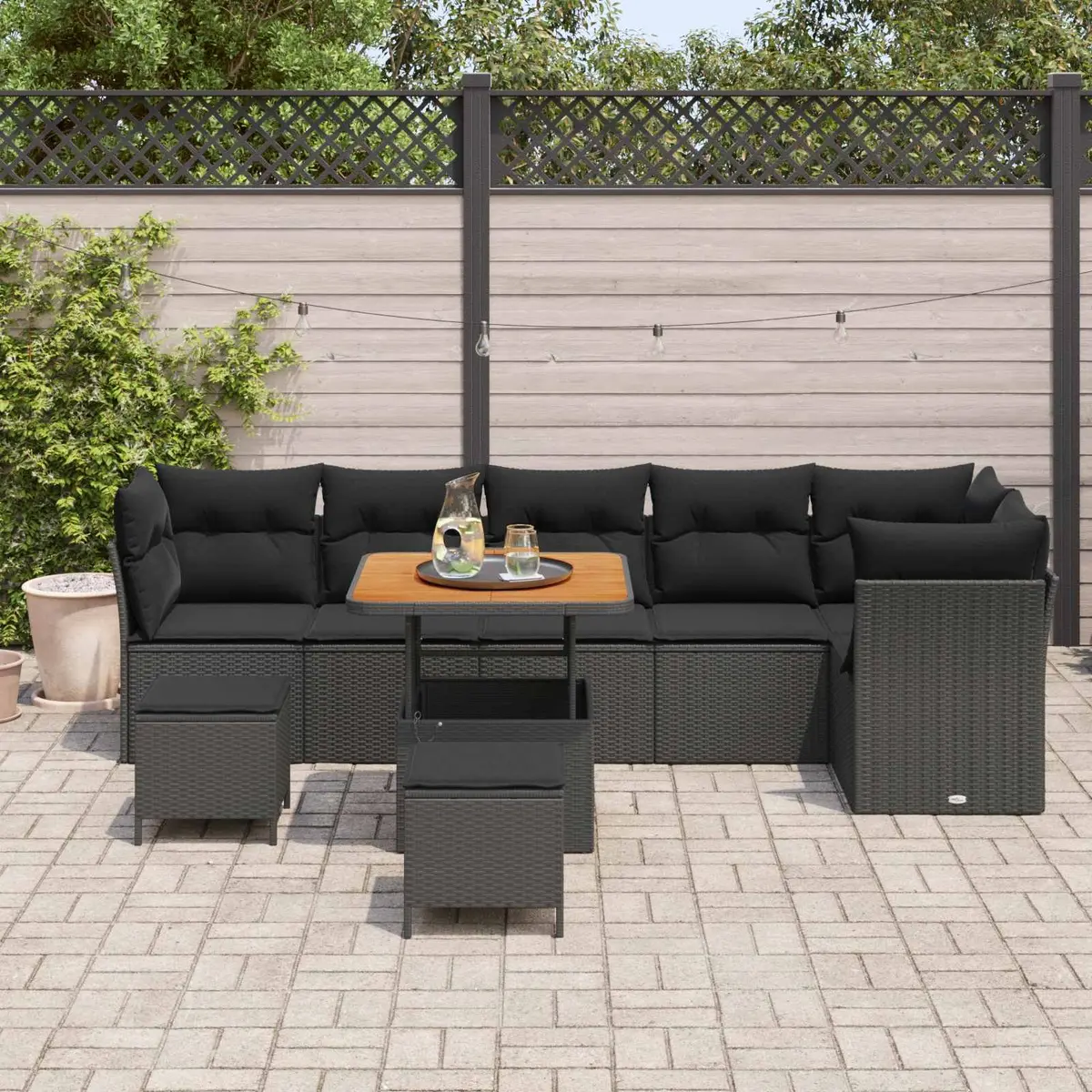 9 Piece Outdoor Sofa Set with Cushions