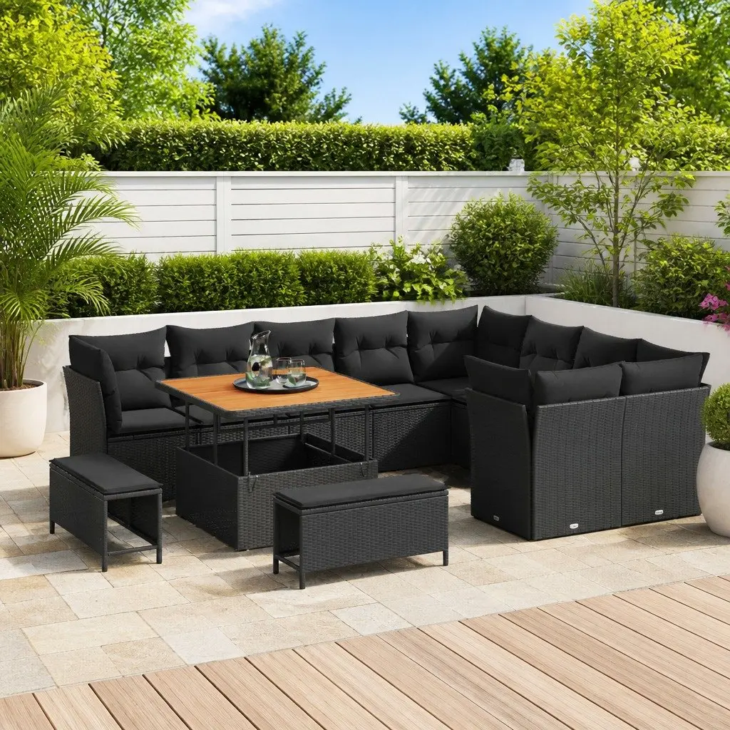 Modular Outdoor Seating Sectional Garden Sofa Set with Storage Cushions 12 Piece