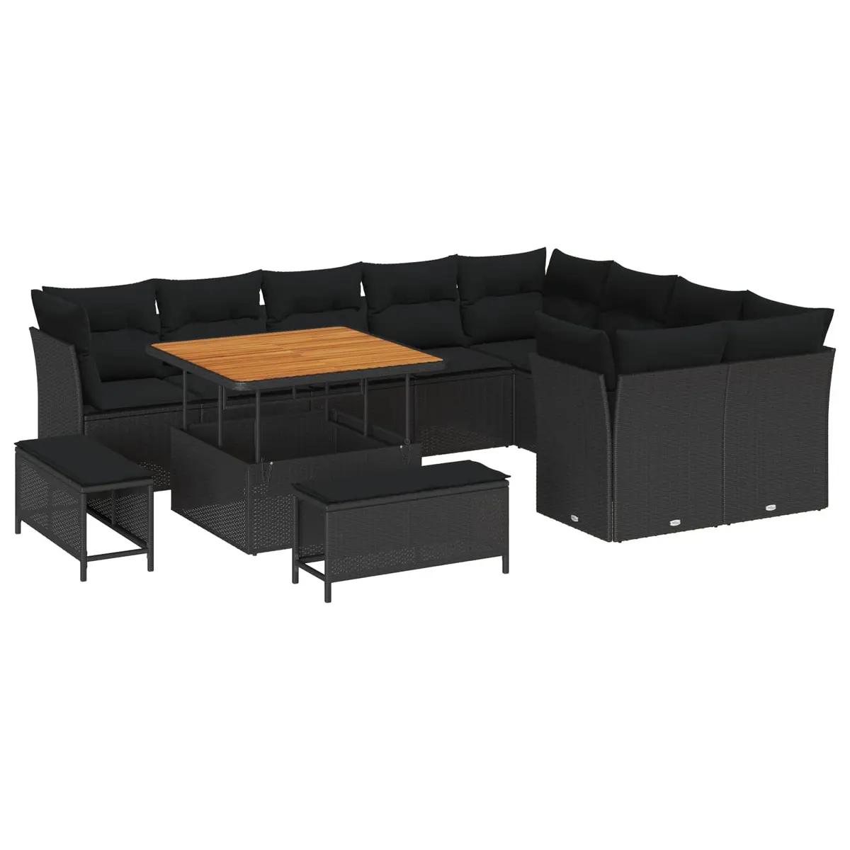 Modular Outdoor Seating Sectional Garden Sofa Set with Storage Cushions 12 Piece