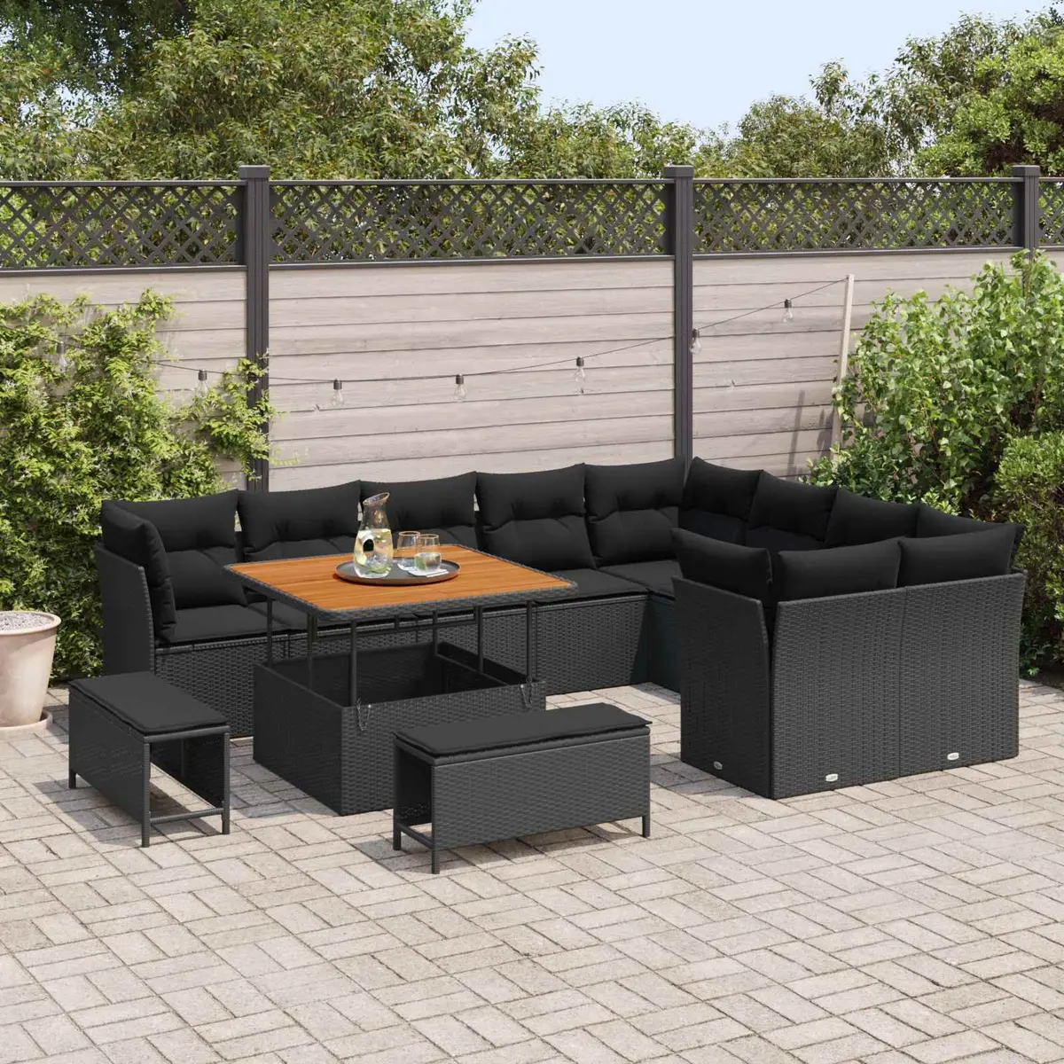 Modular Outdoor Seating Sectional Garden Sofa Set with Storage Cushions 12 Piece