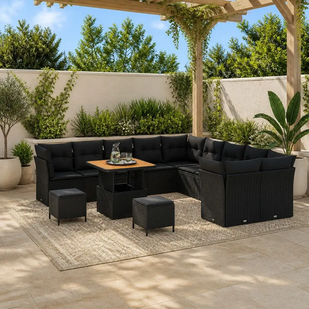 13-Piece Black Modular Garden Sofa Set