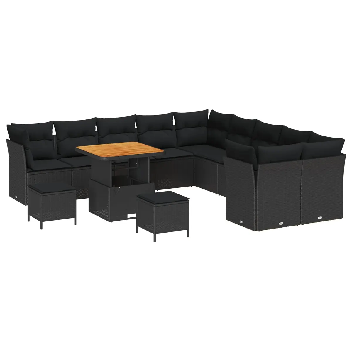 13-Piece Black Modular Garden Sofa Set