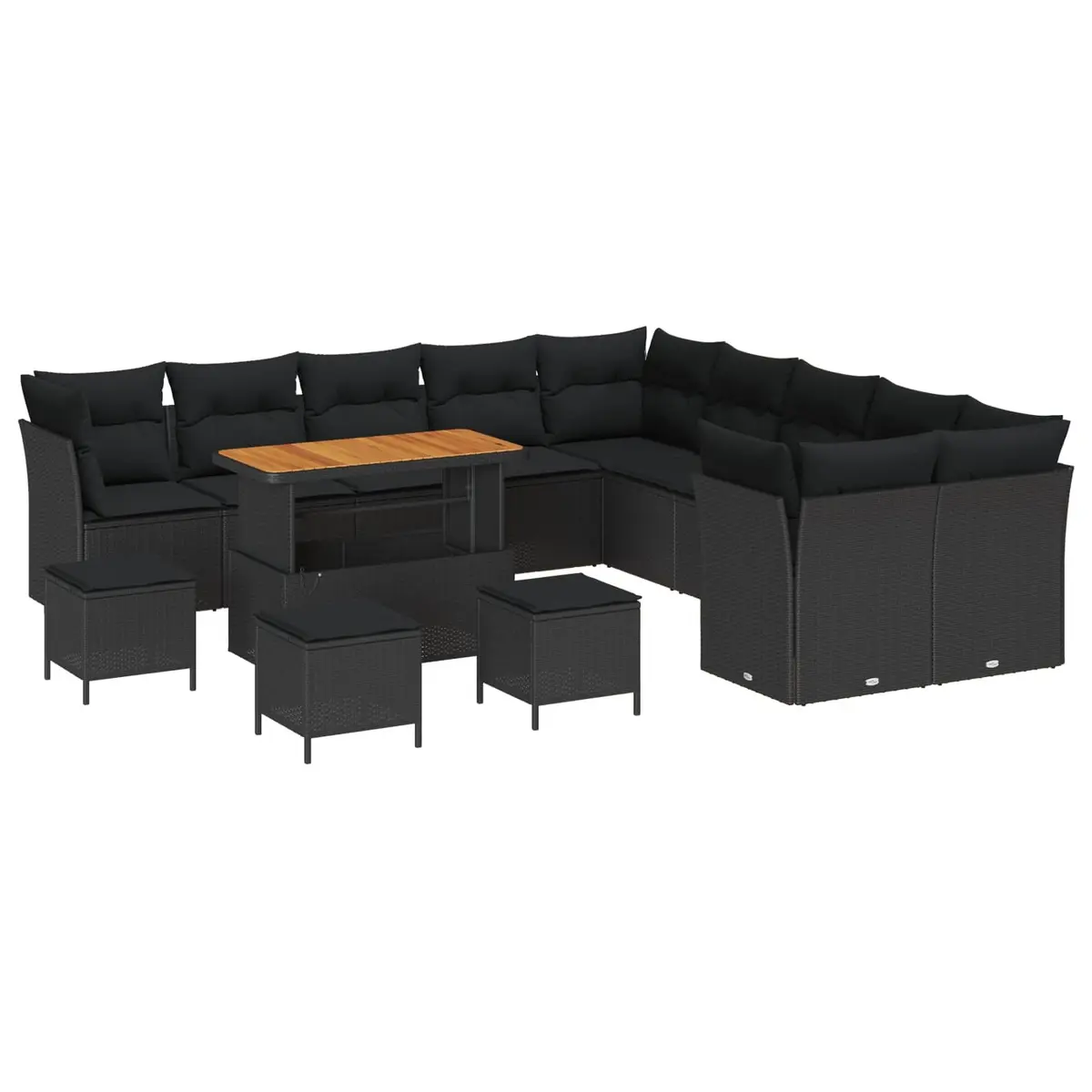 Modular Garden Sofa Set for Outdoor Use 14 Pieces Black