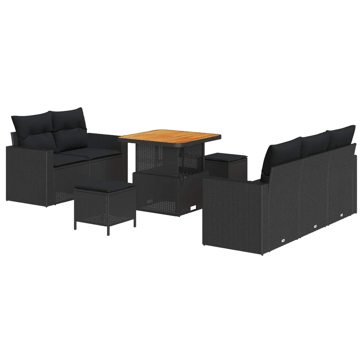 Outdoor Garden Sofa Set 8 Piece Modular Black Poly Rattan Lounge with Storage