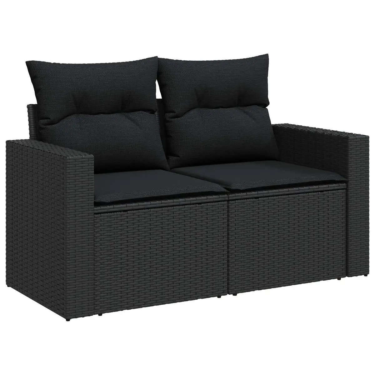 Outdoor Garden Sofa Set 8 Piece Modular Black Poly Rattan Lounge with Storage