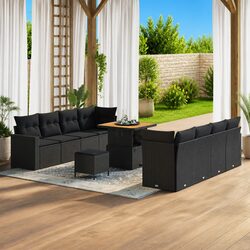 Outdoor Modular Sofa Set with Cushions - 12-Piece Set