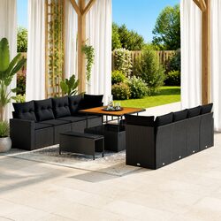 Modular Garden Sofa Set: 12 Pieces with Weather-Resistant Cushions