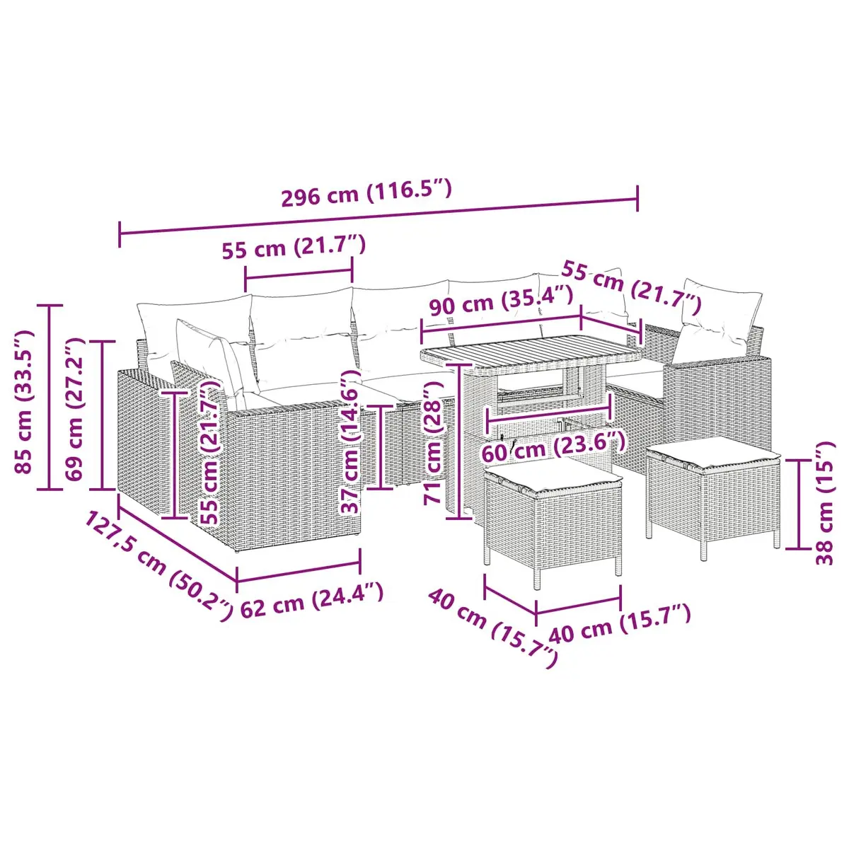 13-Piece Modular Garden Sofa Set
