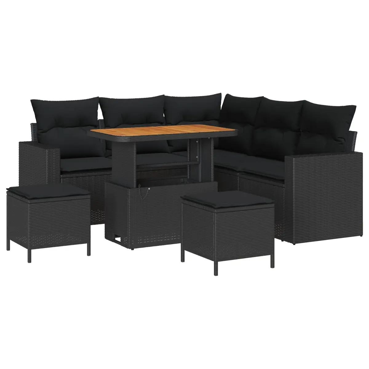 Modular Garden Sofa Set 9 Piece Black Poly Rattan for Outdoor Patio