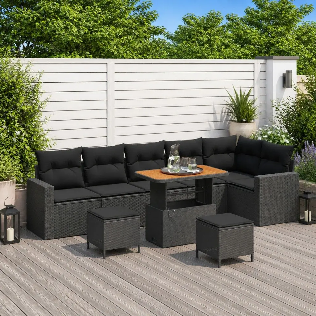 11 Piece Modular Garden Sofa Set in Black