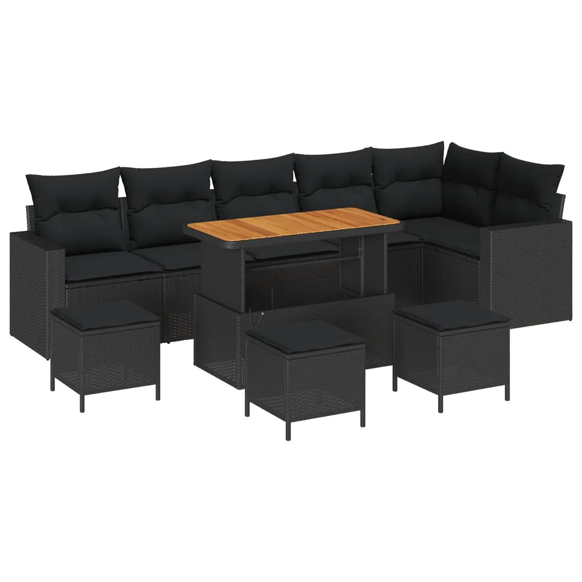 Modular Outdoor Garden Sofa Set 12 Piece Patio Seating Black Poly Rattan