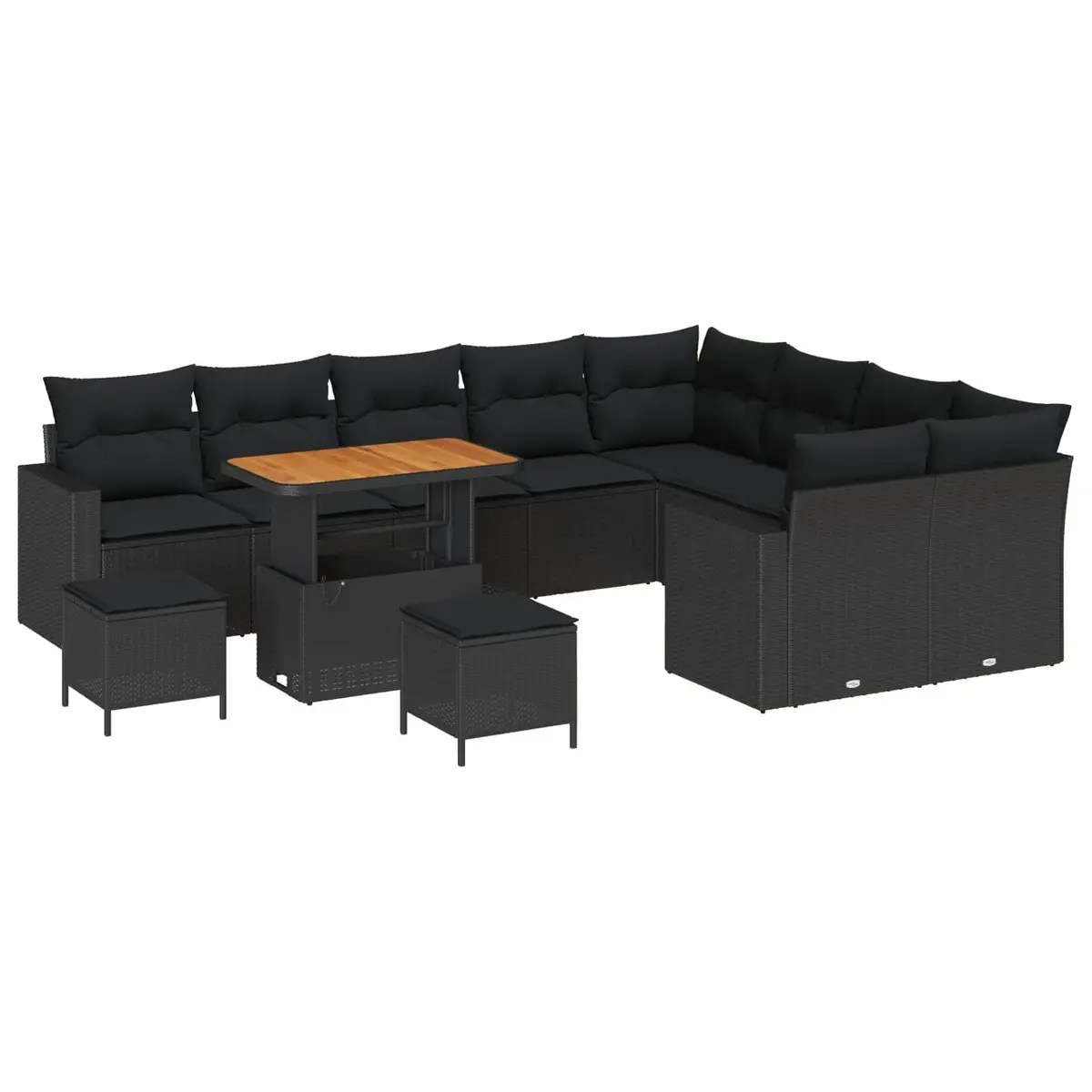 13 Piece Modular Outdoor Sofa Set Black Poly Rattan for Patio and Garden