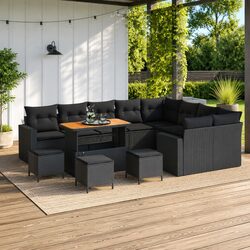 Garden Sofa Set – 14 Pieces, Black, Weather-Resistant Design